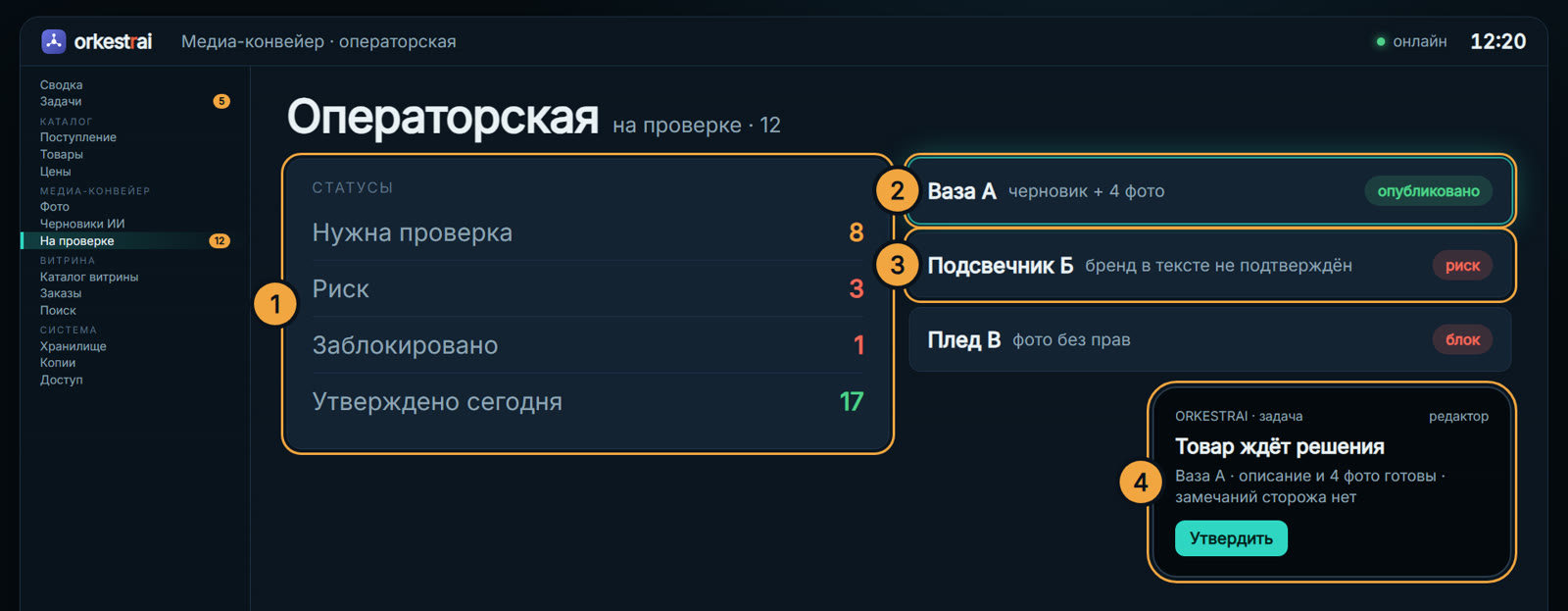 Операторская: 12:20 — ваза ждёт решения, редактор утверждает с телефона