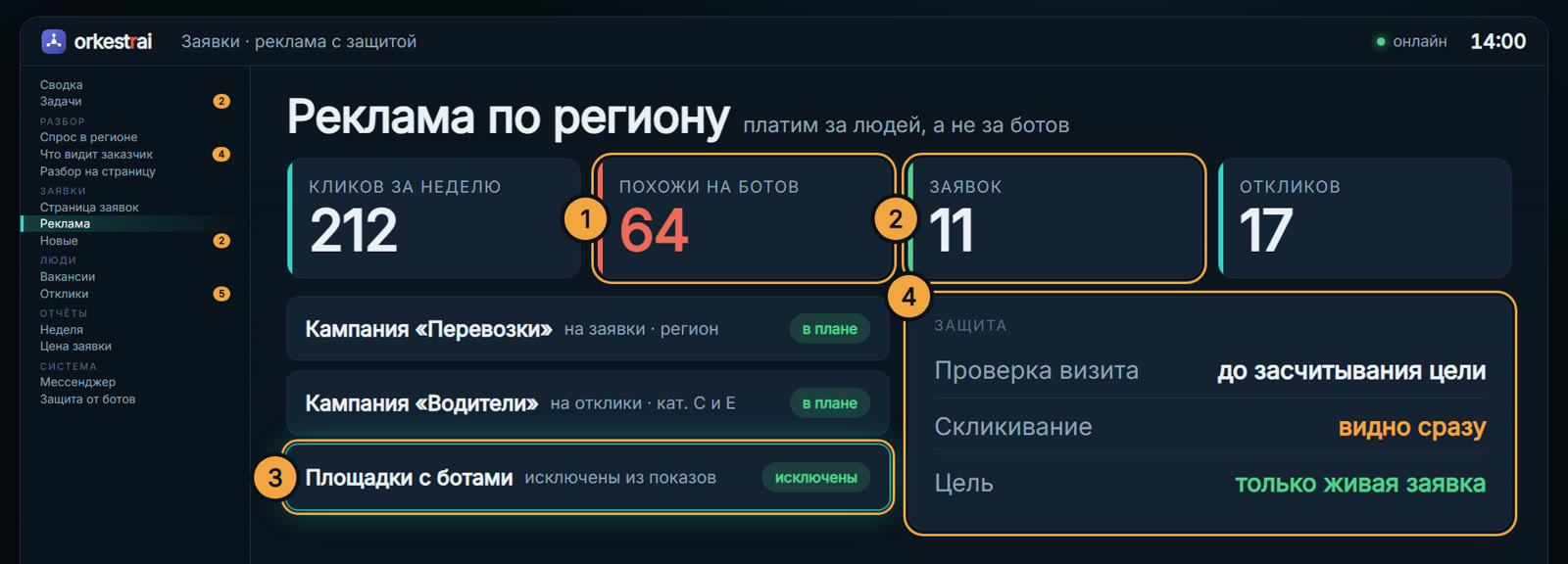 Реклама по региону: 64 клика из 212 похожи на ботов — площадки исключены из показов