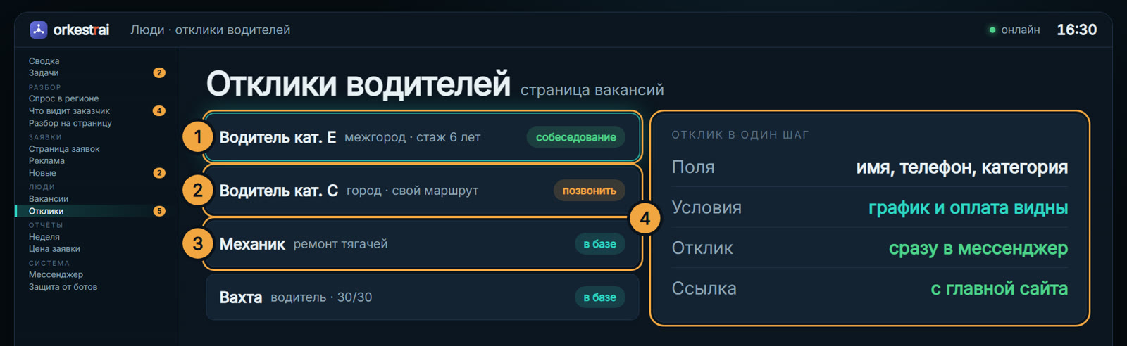 Отклики водителей: Водитель кат. Е откликнулся — его уже зовут на собеседование